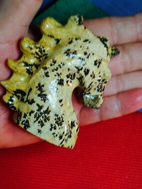 💯✔️FLOWER  JASPER- GEMSTONE UNICORN HEAD BUST - CREAM, BLACK/BROWN.
